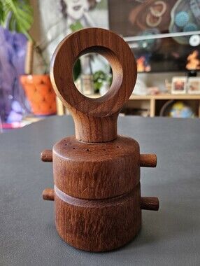 VTG Dansk Jens Quistgaard Teak Eyelet Pepper Mill Salt Shaker Combo 857 MCM